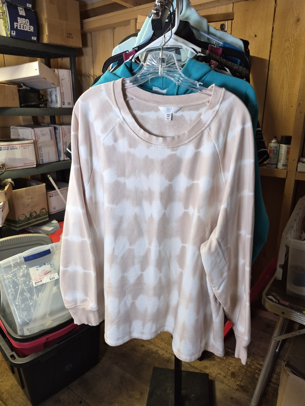 Time and Tru Pale Pink Tie-Dye Crewneck Sweatshirt Bin 56